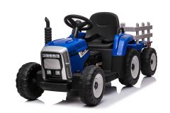 Tractor y trailer Azul 12V Eléctrico para niños