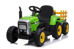 Tractor y trailer Verde 12V Eléctrico para niños